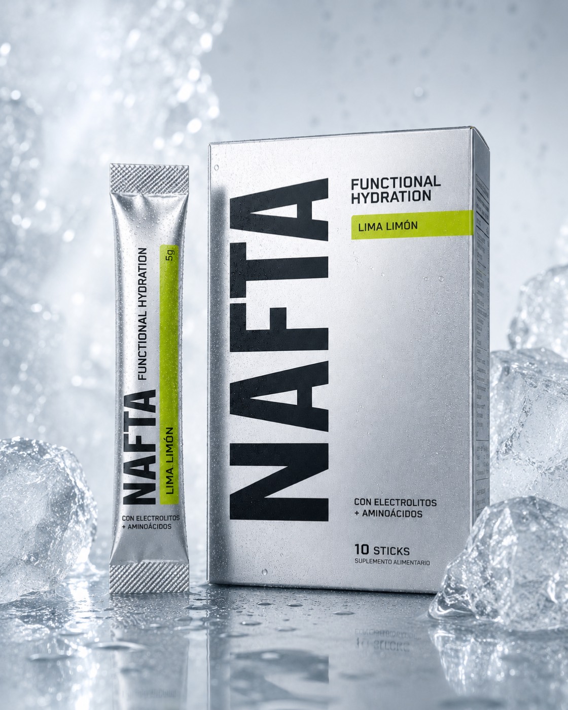 NAFTA Hydro Powder Lima Limón, caja de 10 sticks